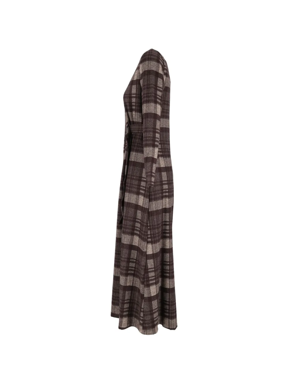 Weekend Max Mara check-pattern belted maxi dress Bruin