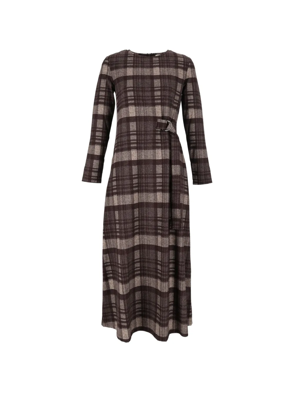 Weekend Max Mara check-pattern belted maxi dress Bruin