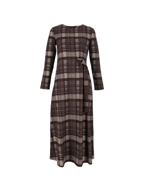 Weekend Max Mara check-pattern belted maxi dress