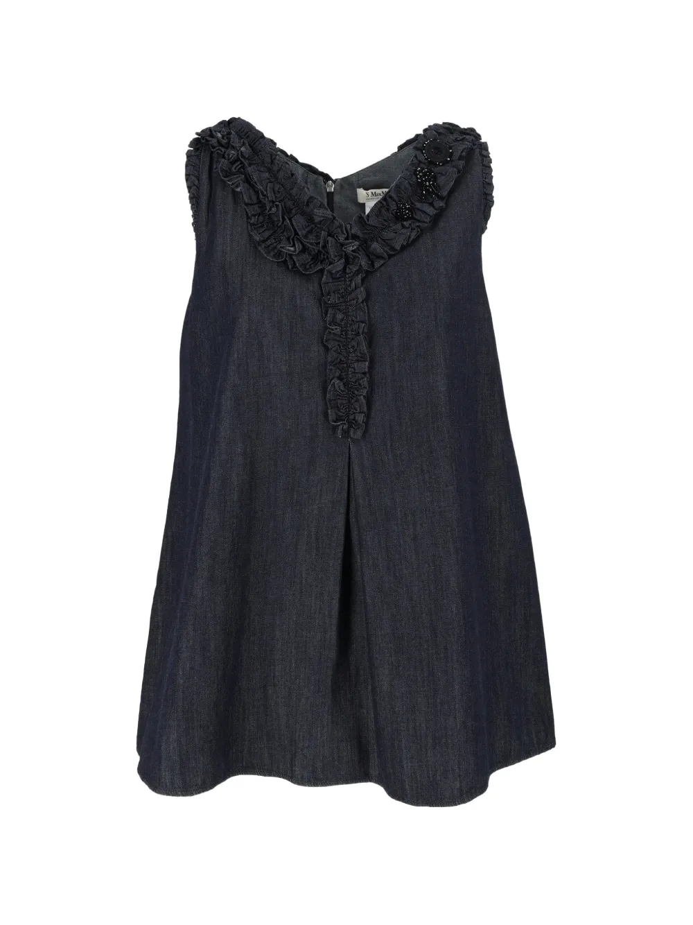 'S Max Mara ruffled bead-embellished top - Blu