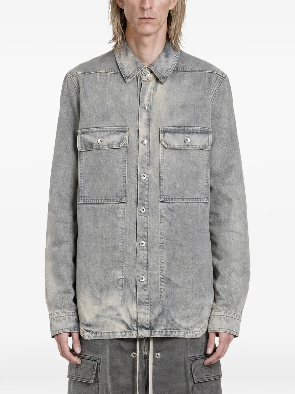 Rick Owens DRKSHDW Jeansjacke mit Webriemen - Grau