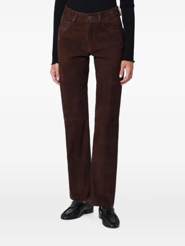 Arma Suede Leather Trousers in Brown