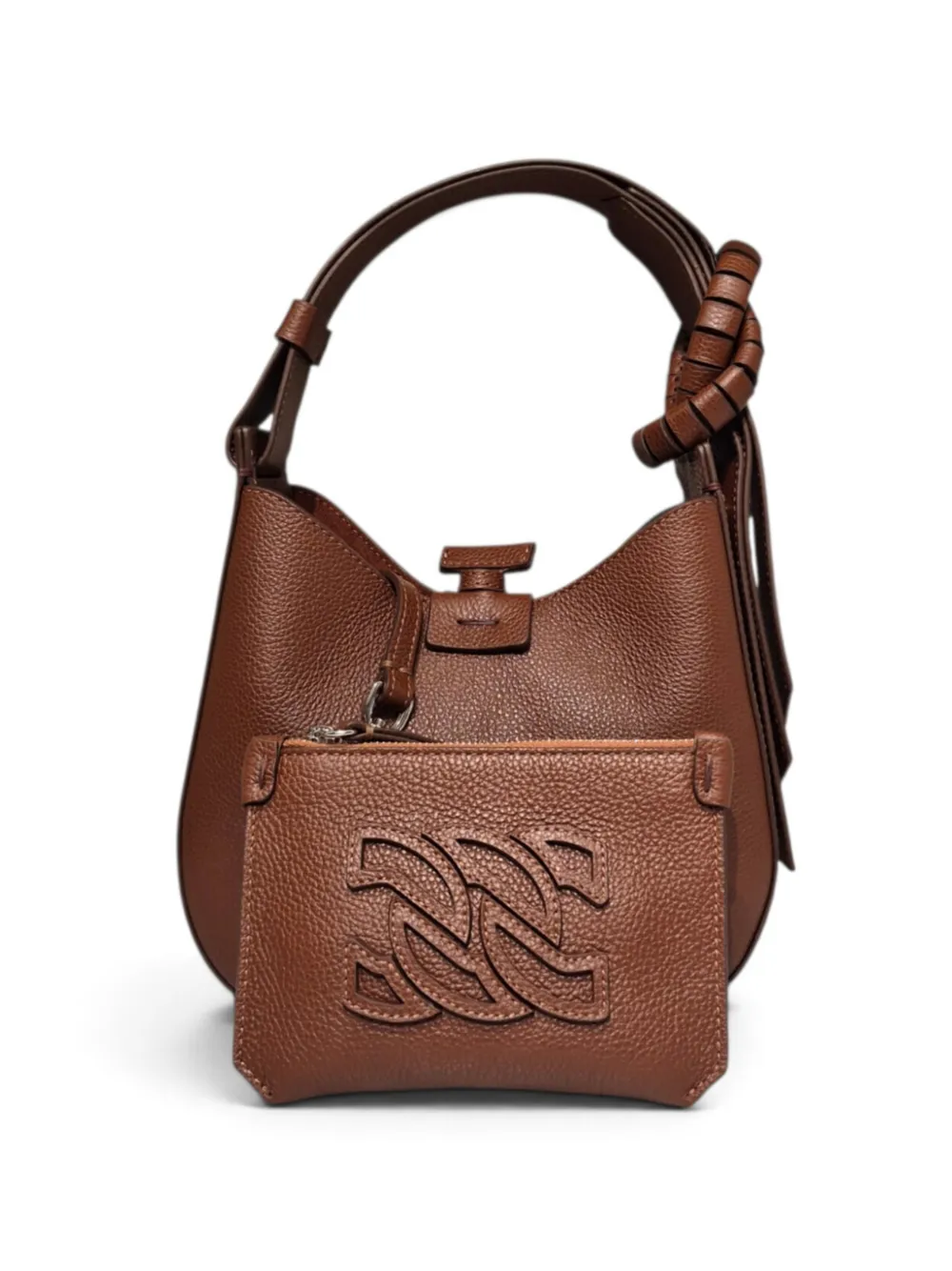 Casadei Vandome geknoopte mini-tas met logo-patch Bruin