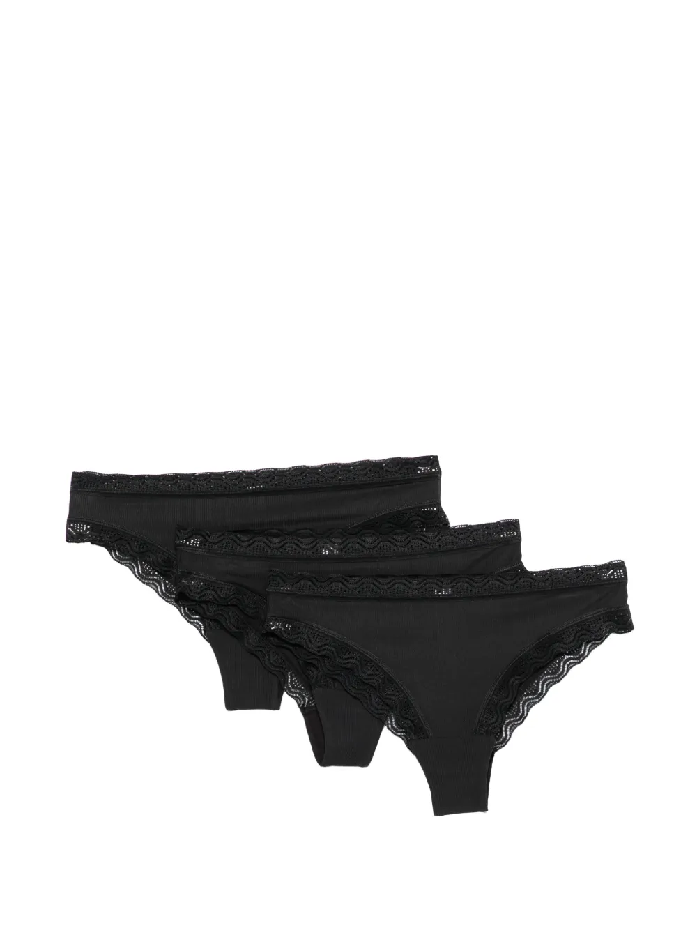 Marc O'Polo lace-trim ribbed briefs (set of three) - Schwarz