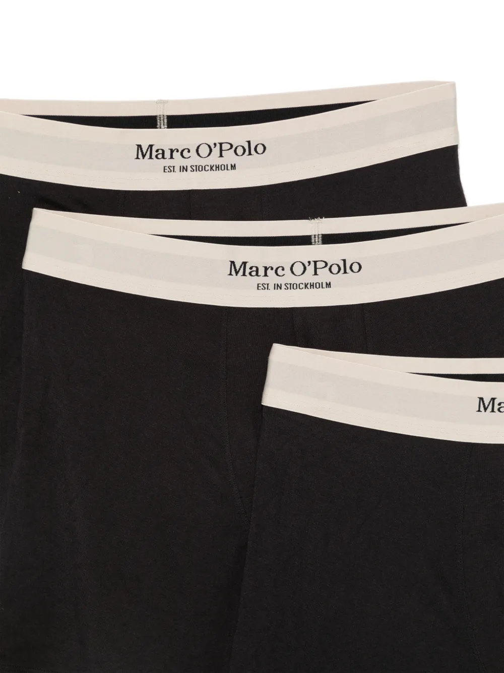 Marc O'Polo Drie boxershorts met logoband Zwart