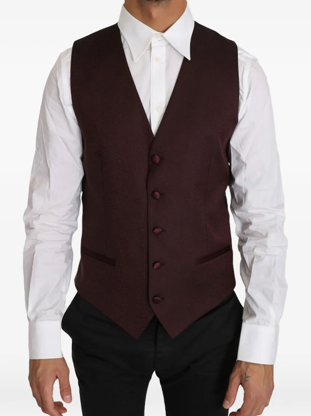 Dolce & Gabbana textured-pattern waistcoat - Violet Dolce & Gabbana textured-pattern waistcoat - Violet