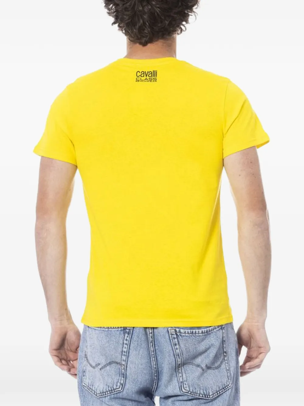 Cavalli Class T-shirt met wapenschildprint Geel