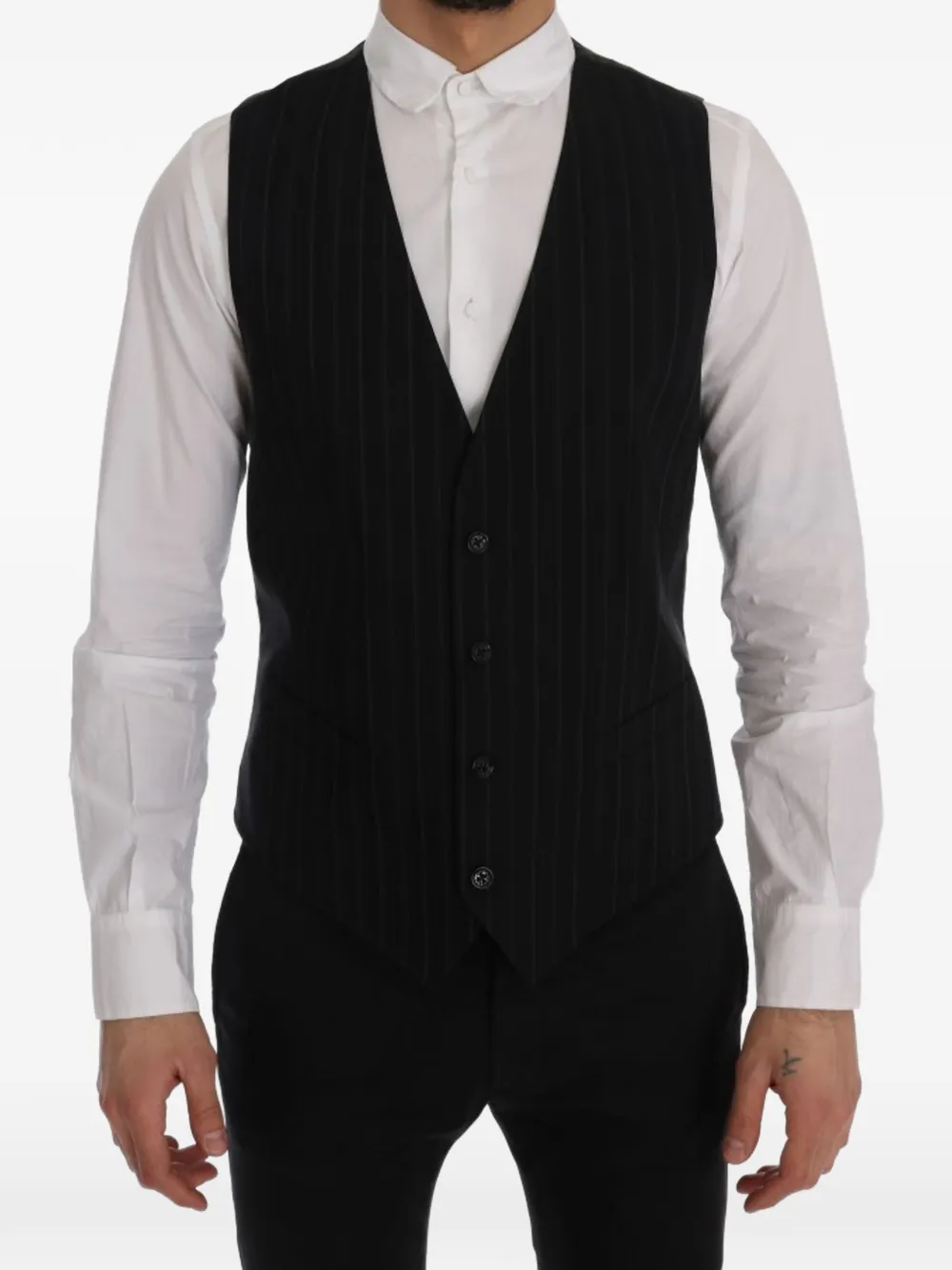 Dolce & Gabbana pinstripe-pattern waistcoat - Black