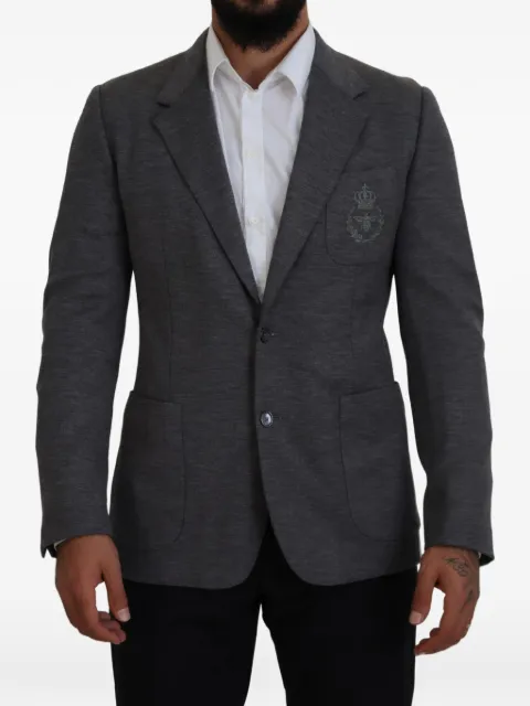 Dolce & Gabbana embroidered-logo wool blazer