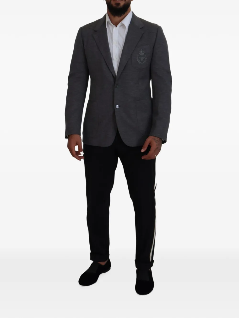 Dolce & Gabbana Wollen blazer met geborduurd logo Grijs