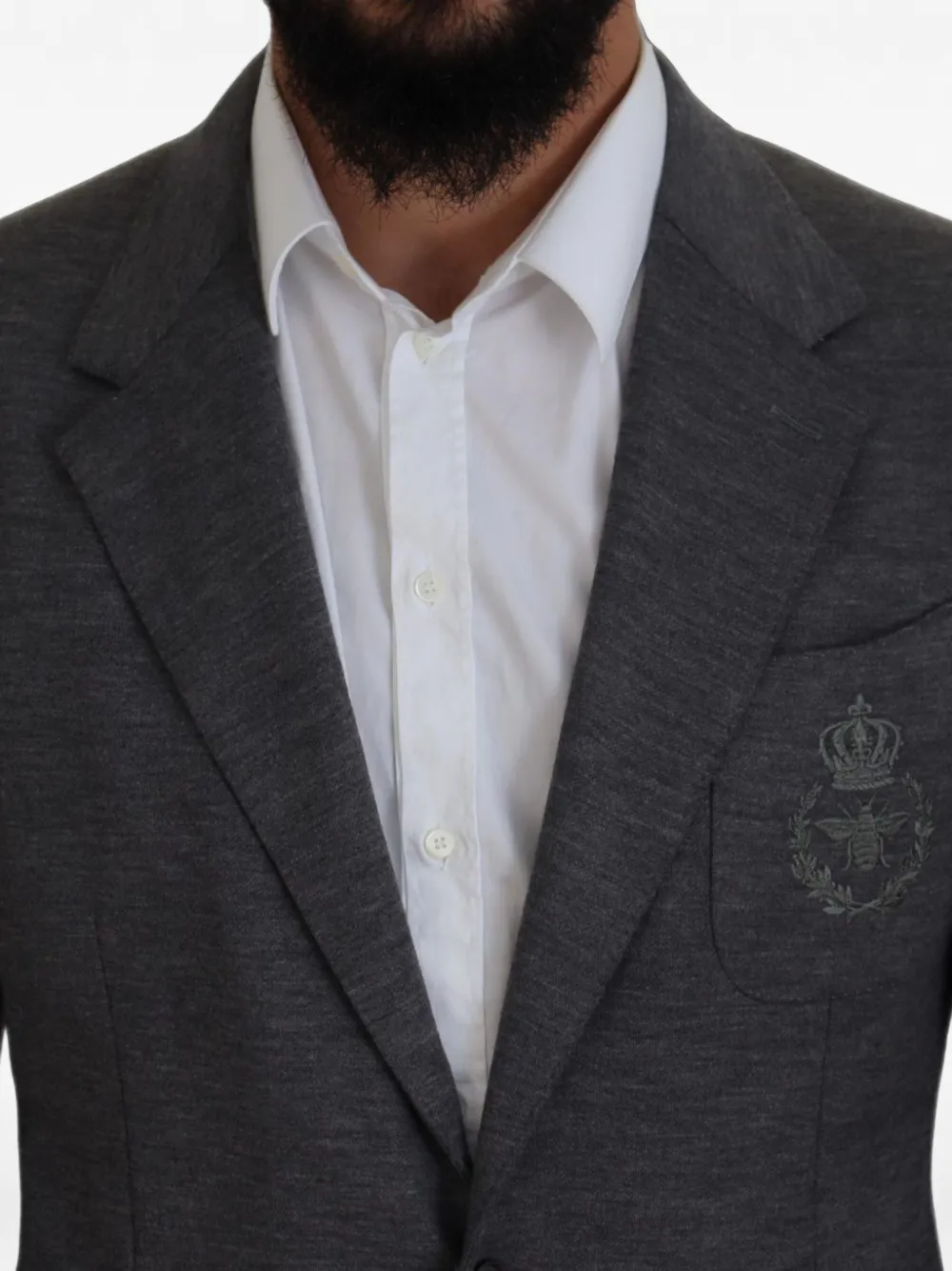Dolce & Gabbana Wollen blazer met geborduurd logo Grijs