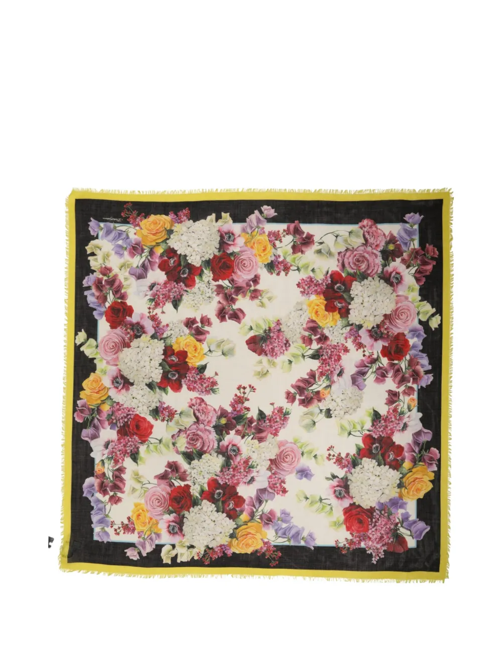 Dolce & Gabbana floral-print frayed scarf - Nero