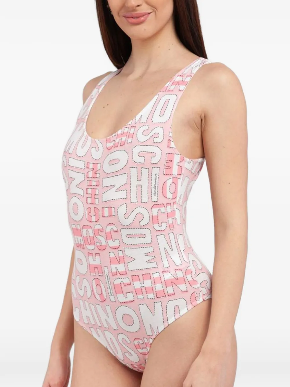 Moschino logo-print one-piece Roze