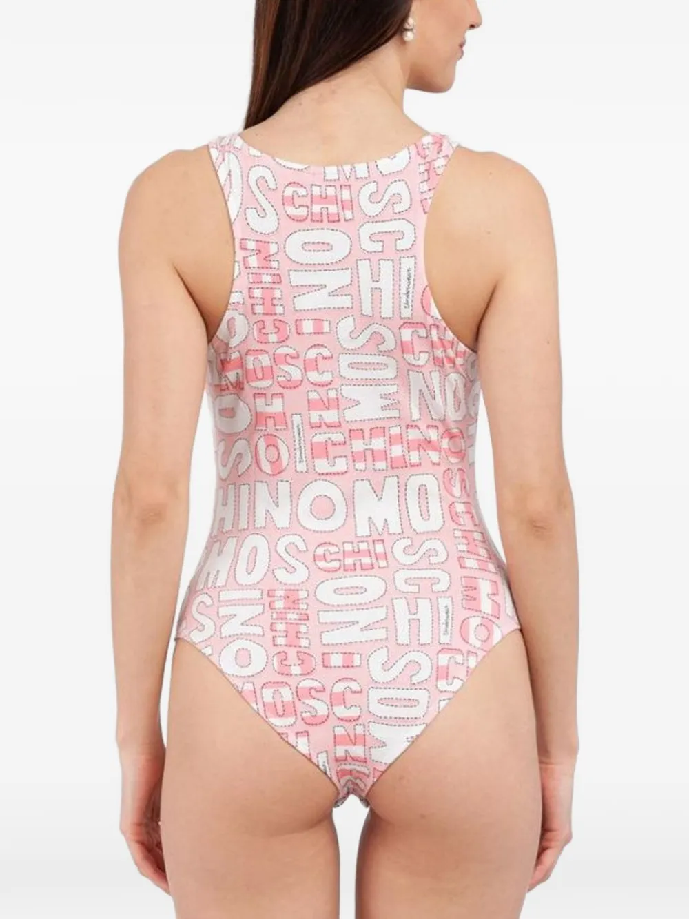 Moschino logo-print one-piece Roze