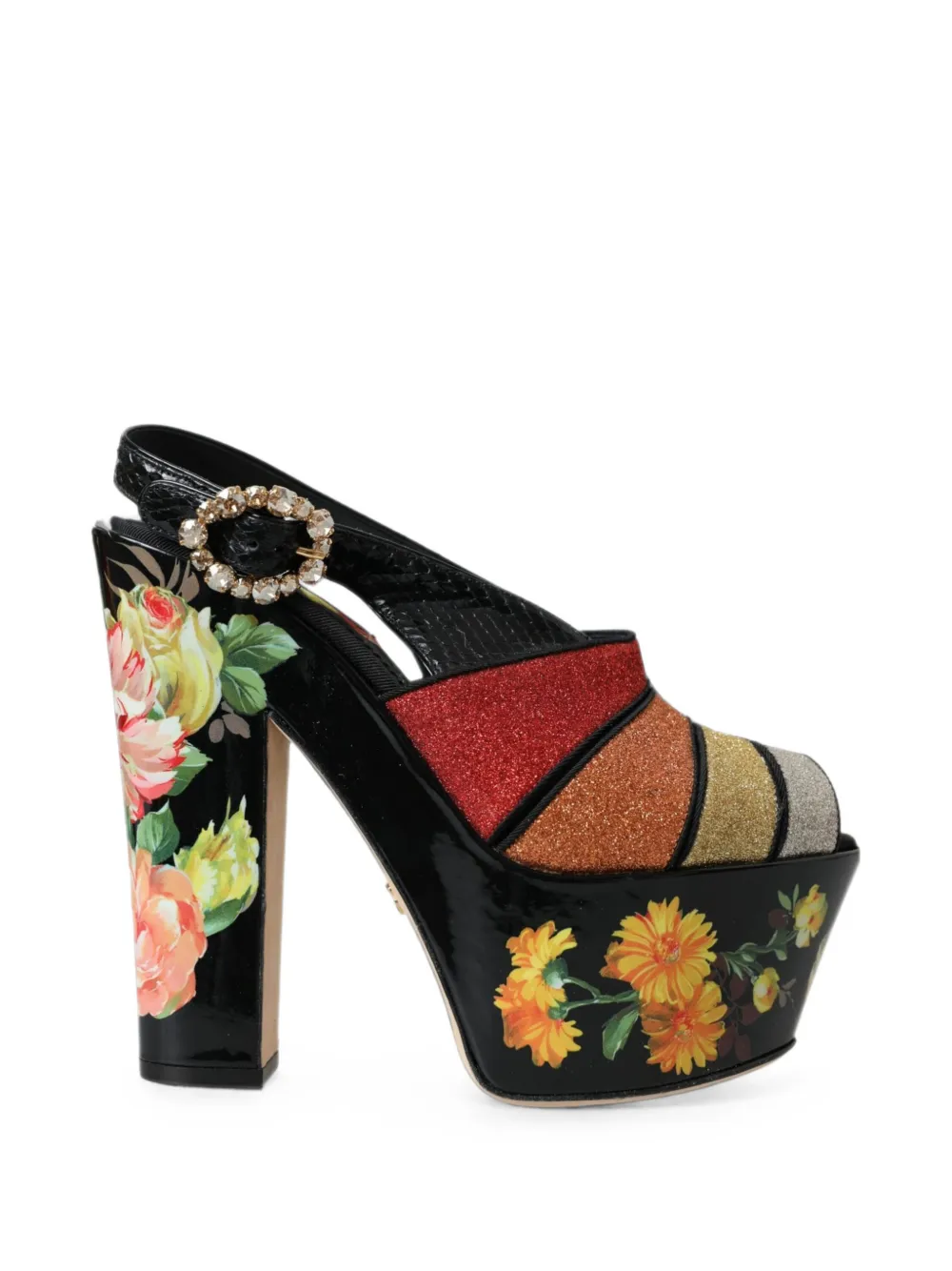 Dolce & Gabbana floral-print crystal-embellished sandals - Rosso