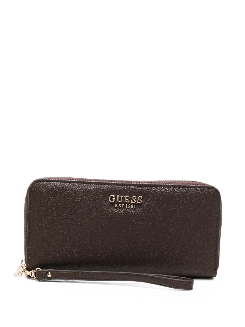 GUESS USA logo-plaque pebbled wallet - Marrone