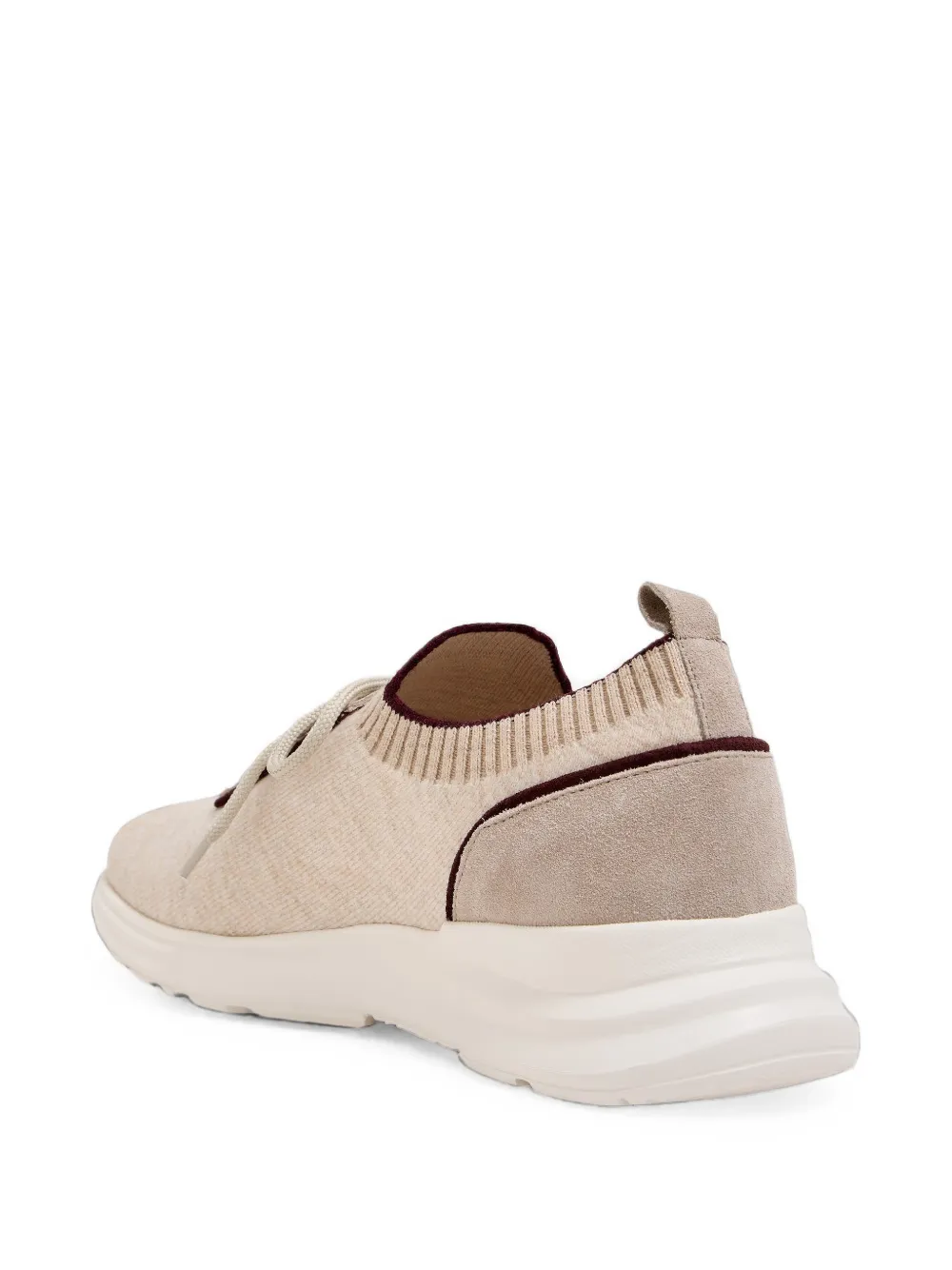 Eleventy knit leather-trim sneakers Beige