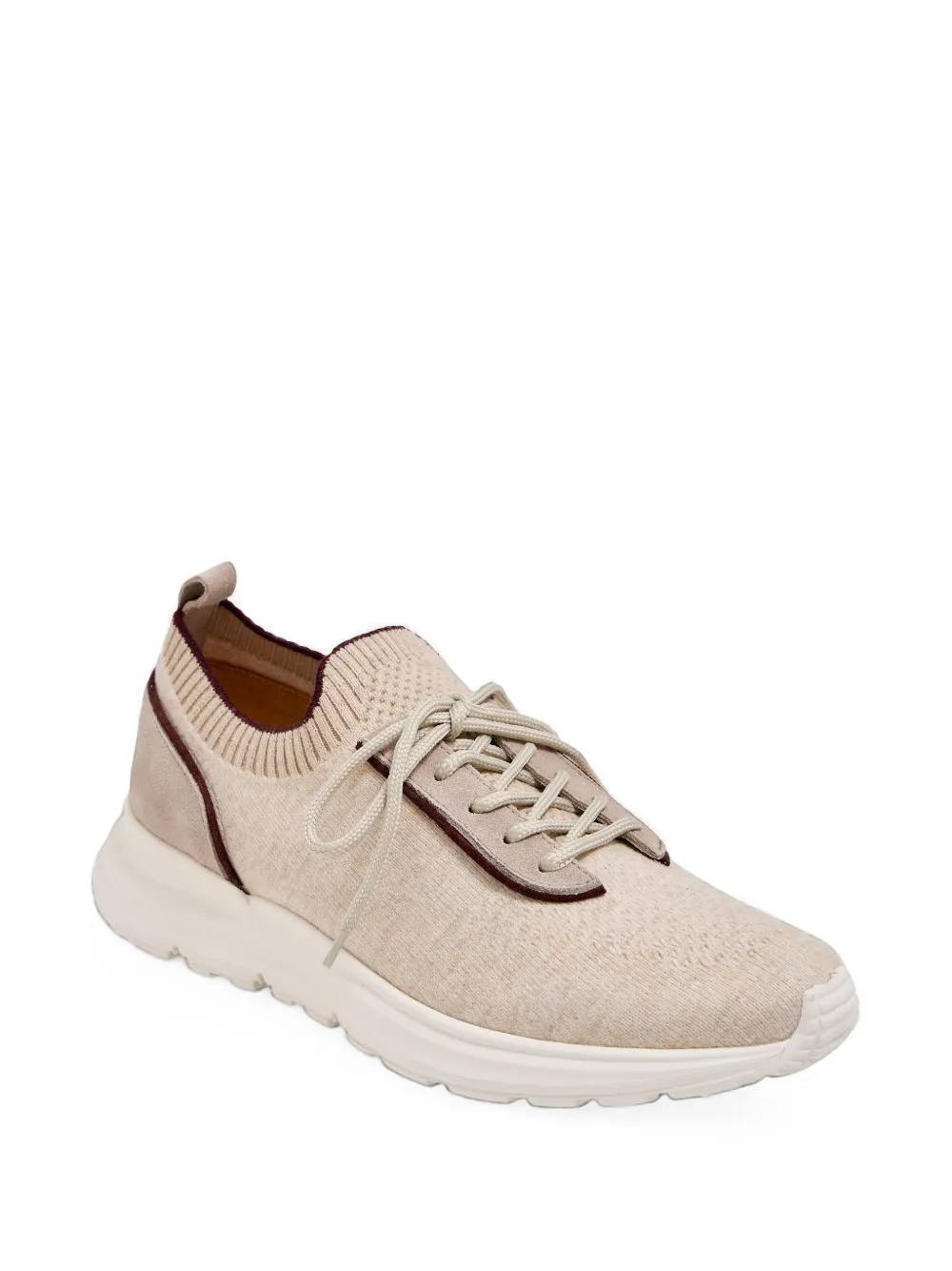 Eleventy knit leather-trim sneakers Beige
