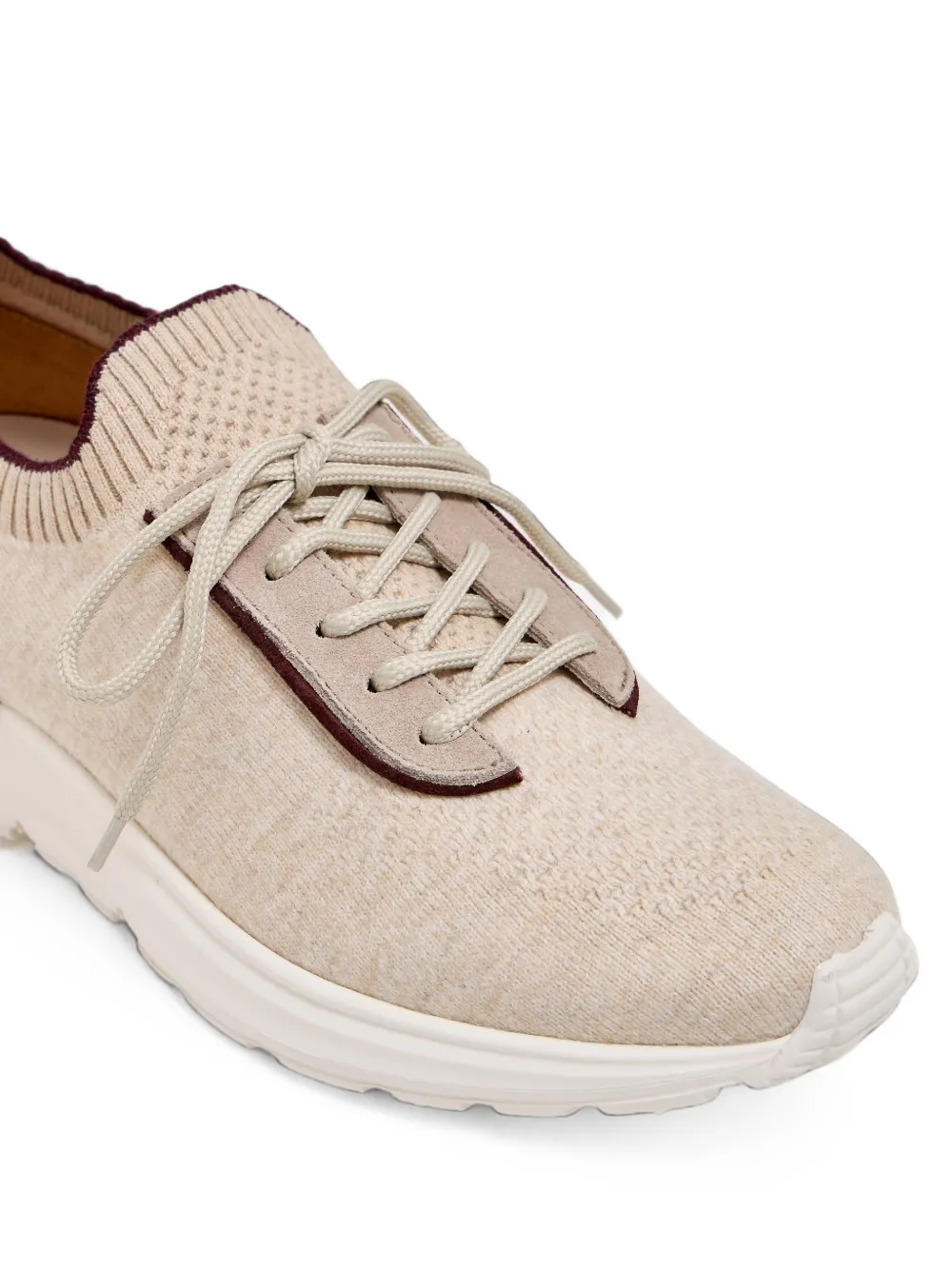 Eleventy knit leather-trim sneakers Beige