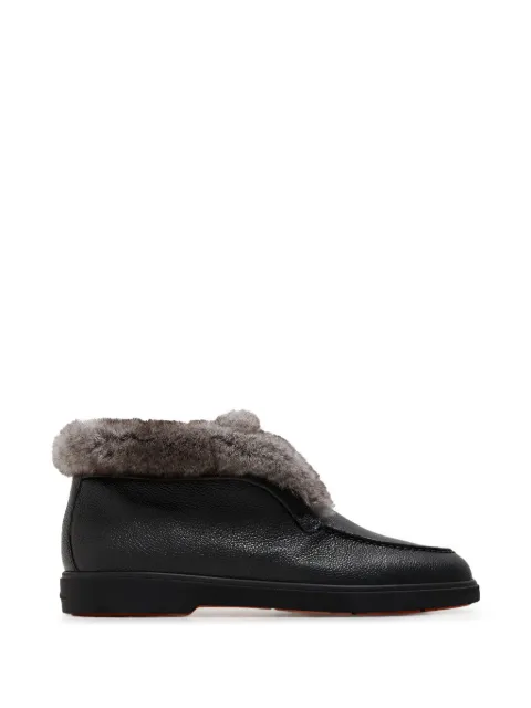 Santoni desert boots en cuir grainé à finitions en fourrure