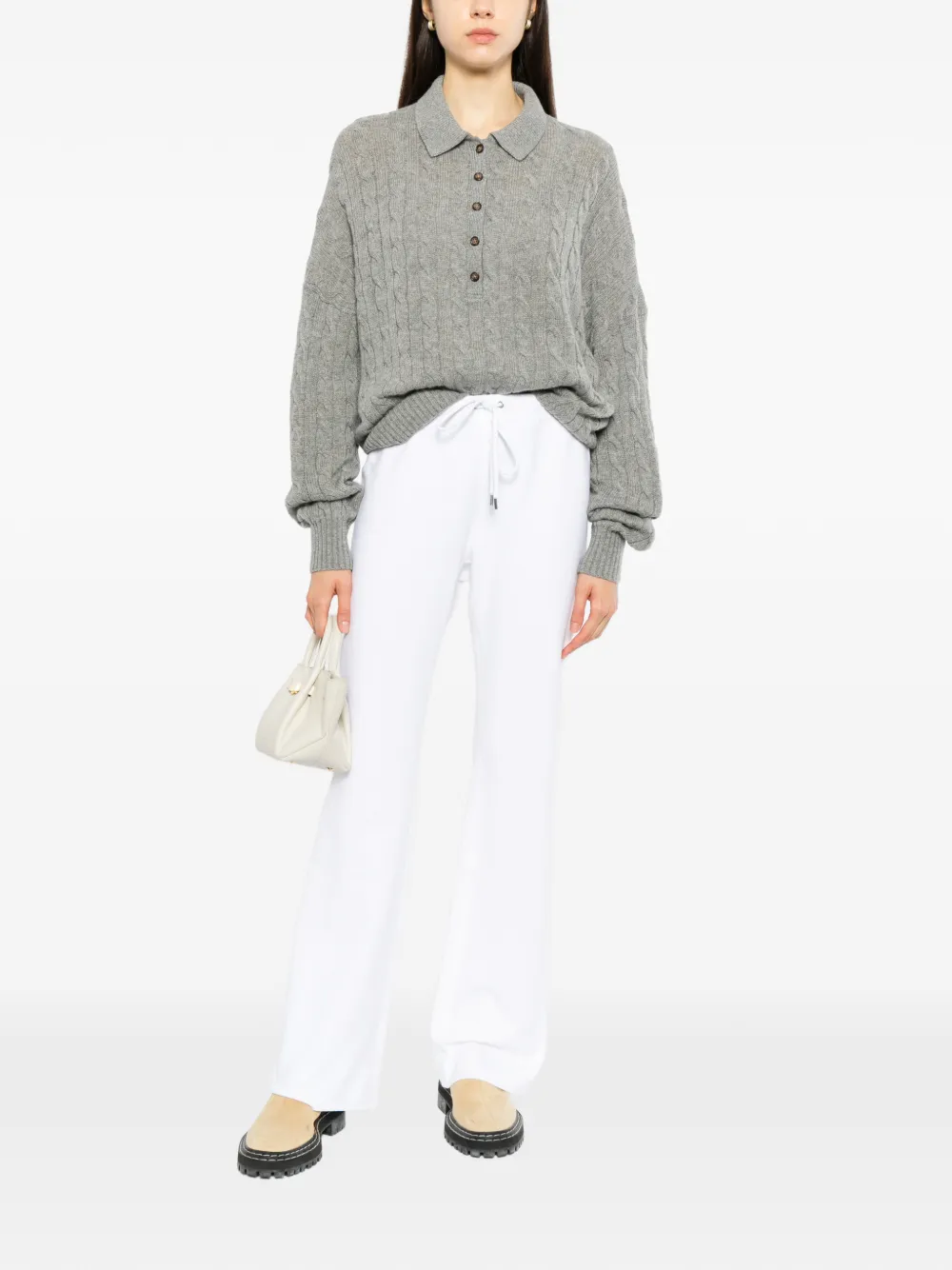 James Perse Italian-knit wide-leg track pants Wit