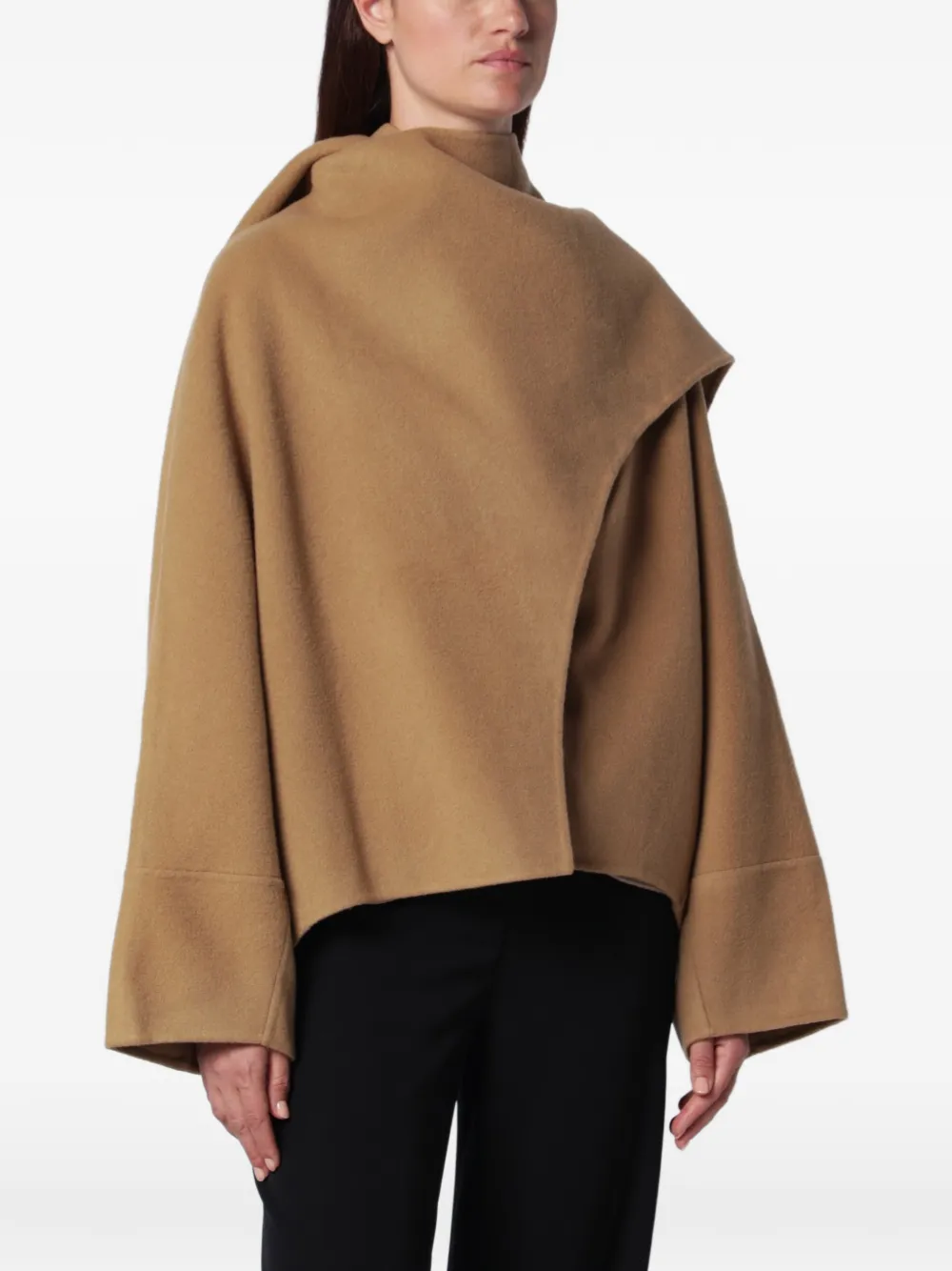 SOURCE UNKNOWN Nuage scarf-detail cape - Nude
