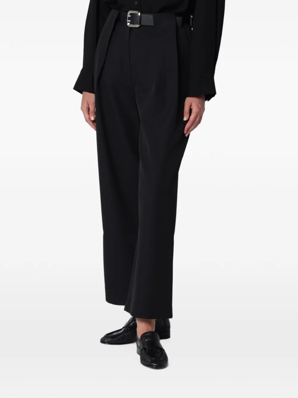 SOURCE UNKNOWN Matteo high-waist broek met riem Zwart
