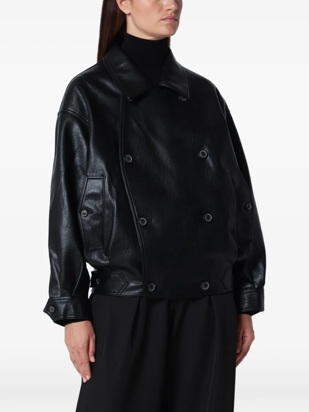 SOURCE UNKNOWN double-breasted faux-leather jacket - Nero