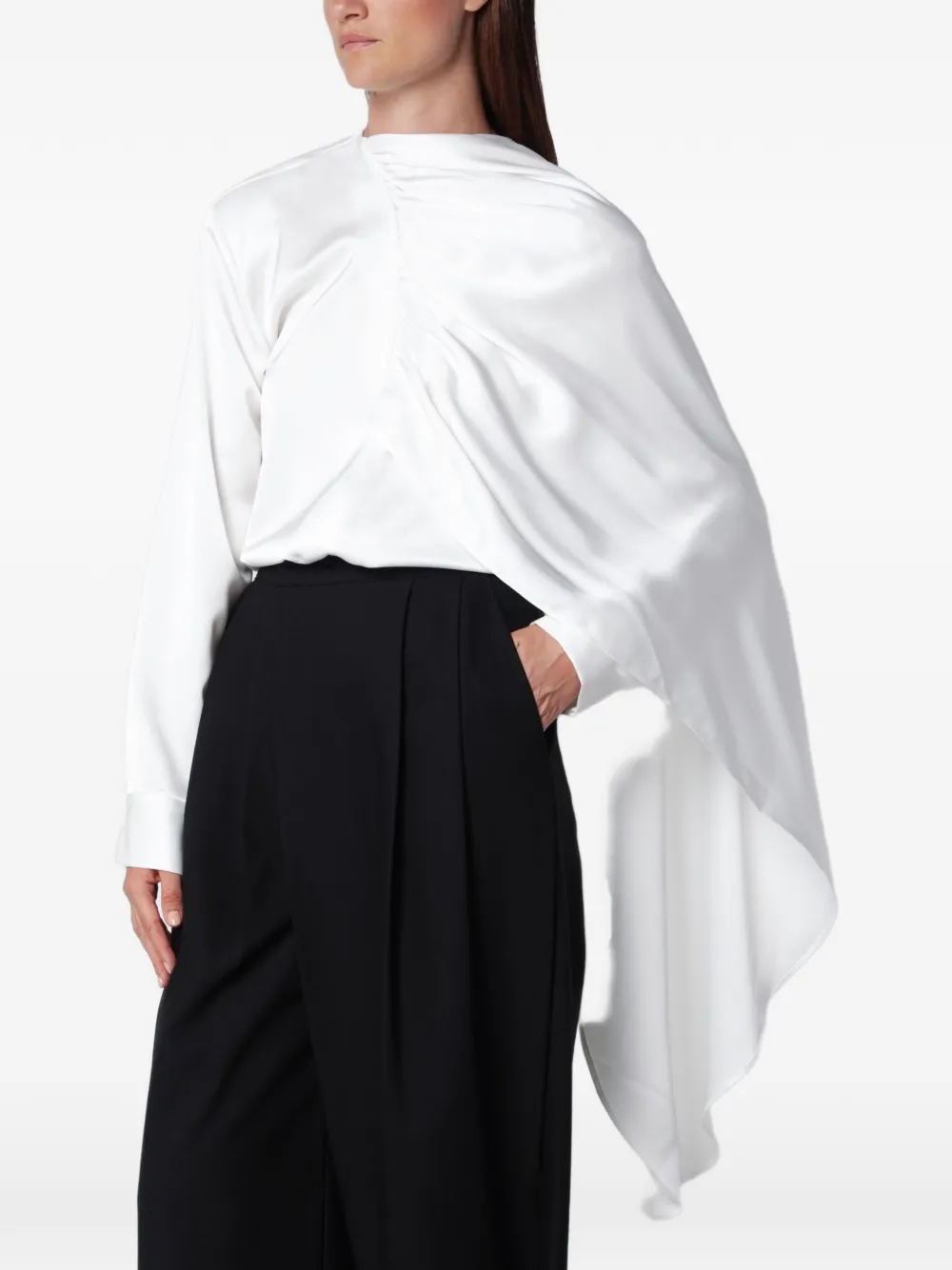 SOURCE UNKNOWN Koa draped satin blouse - Bianco