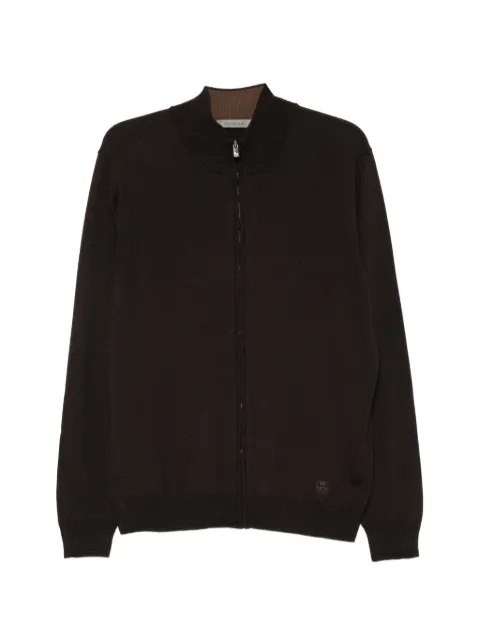 Corneliani zip-up embroidered-logo cardigan
