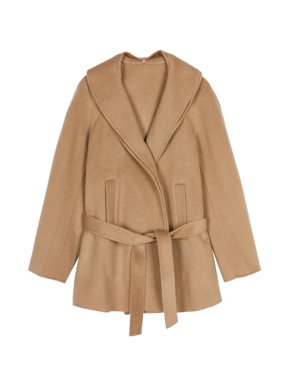 Jnby Belted Shawl-collar Coat In Neutral