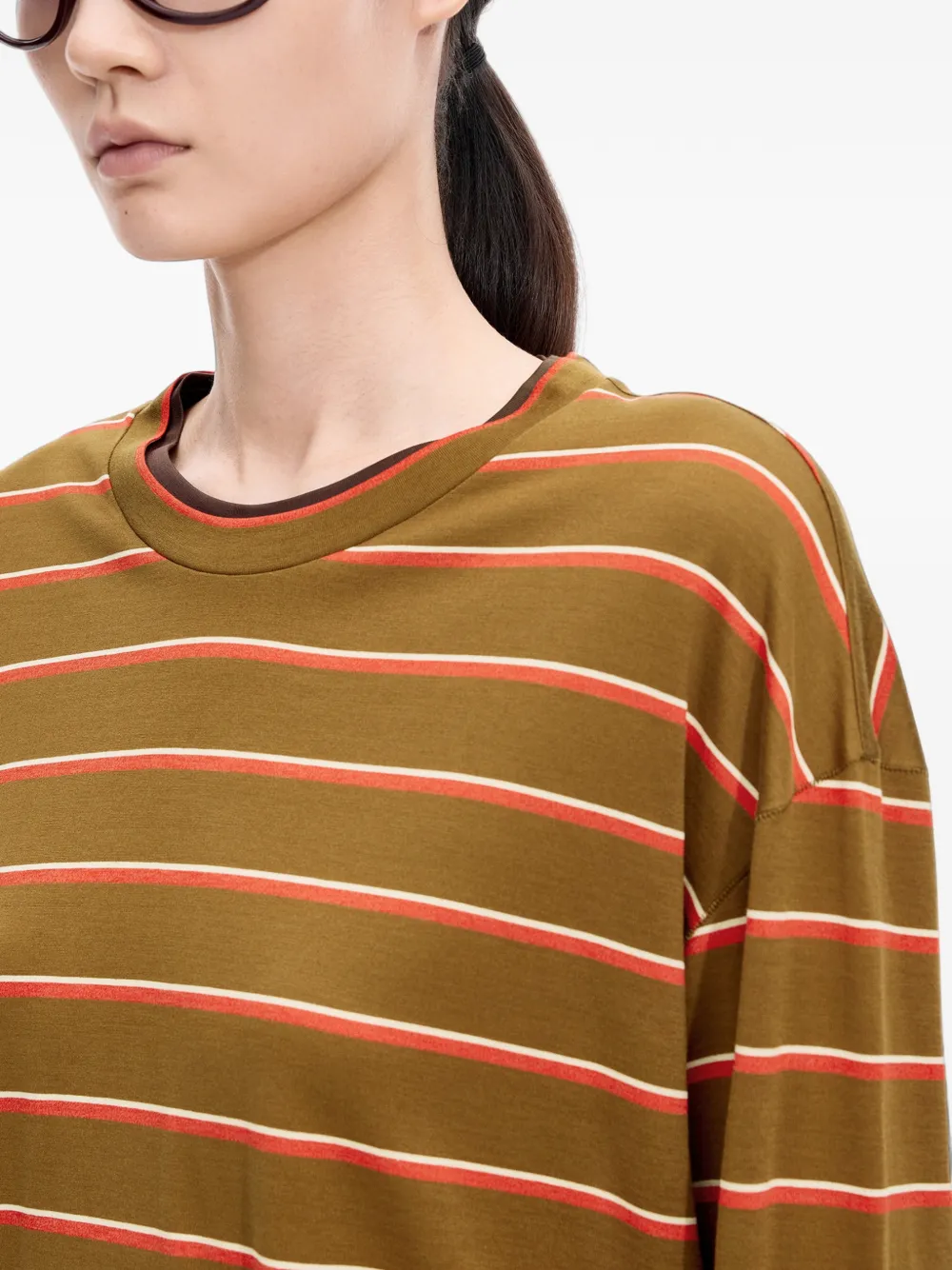 JNBY Gestreept T-shirt met lange mouwen Bruin