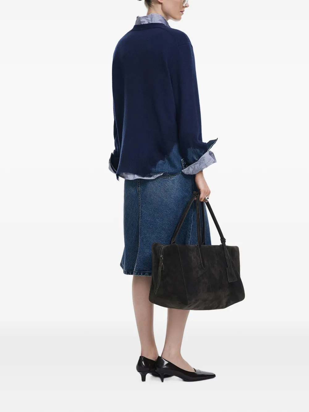 JNBY Trui met V-hals en patchwork Blauw