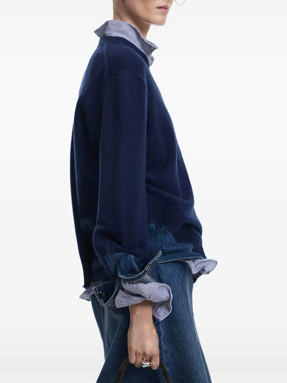 JNBY Trui met V-hals en patchwork Blauw