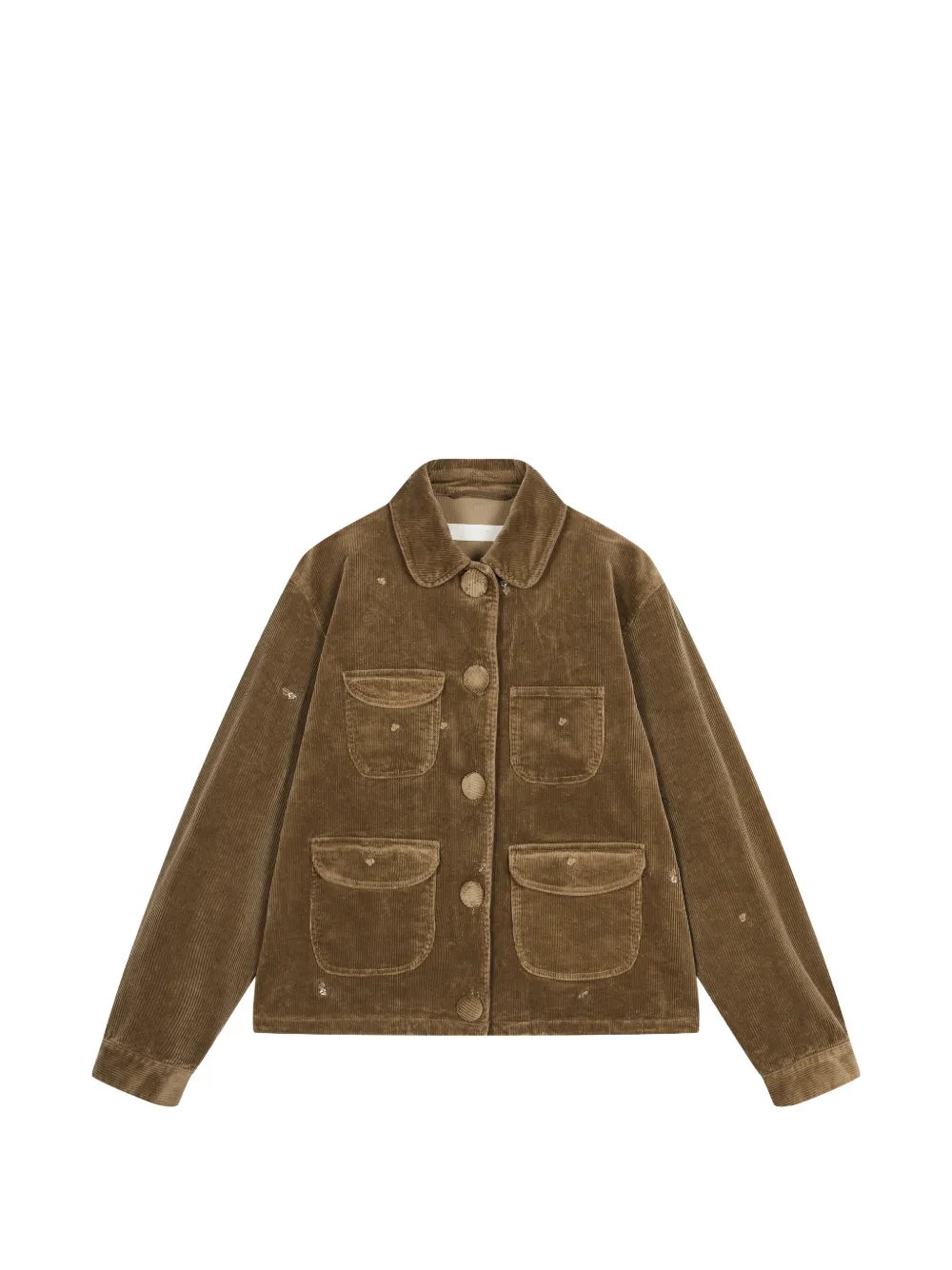 Jnby Floral-print Corduroy Jacket In Brown