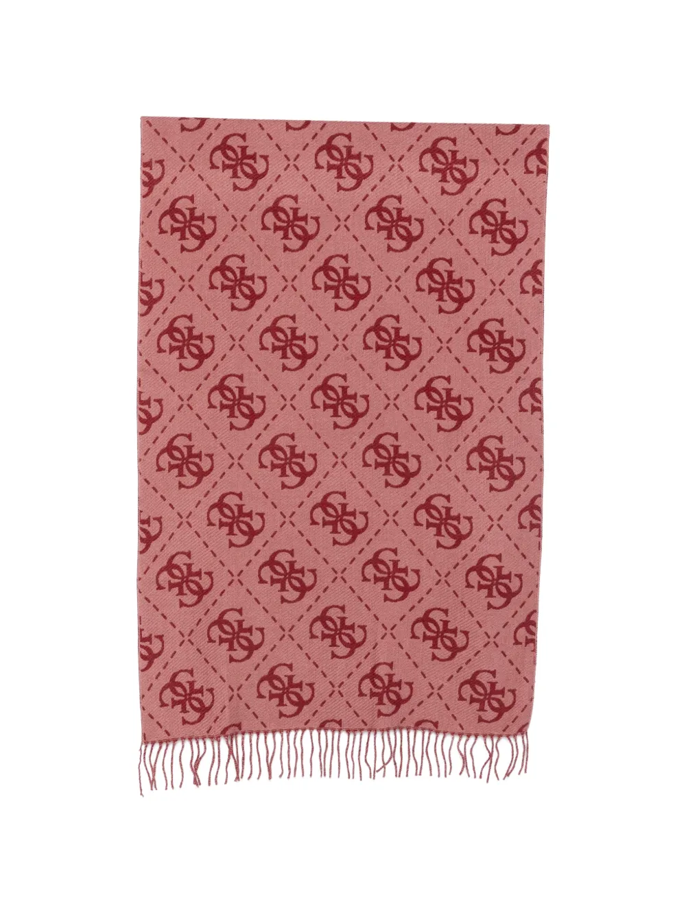 GUESS USA logo-pattern fringed scarf - Rot