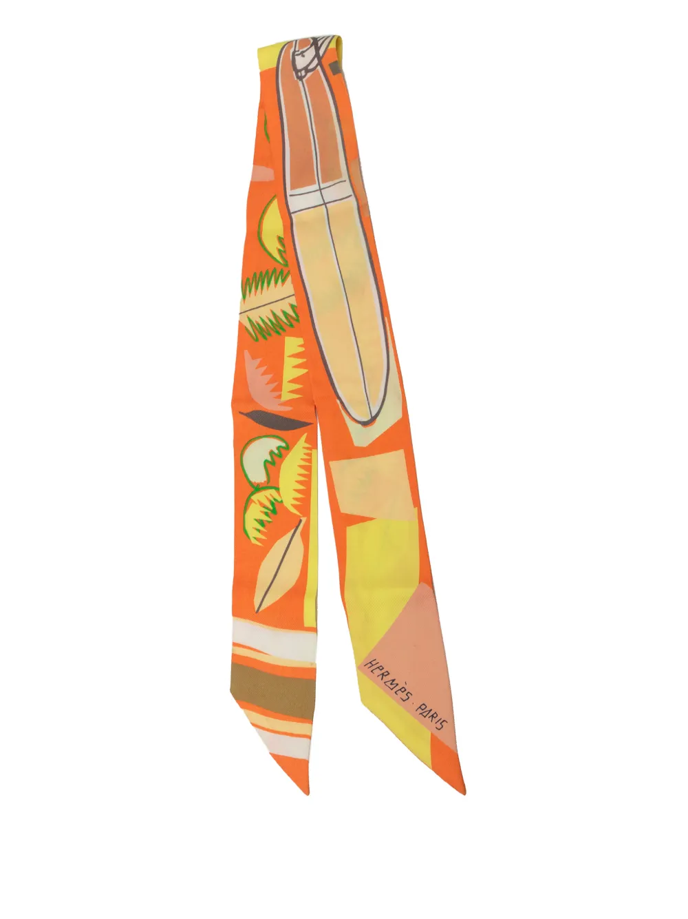 Hermès Pre-Owned 2010-2026 Sea Surf and Fun Silk Twilly Scarf scarves - Orange