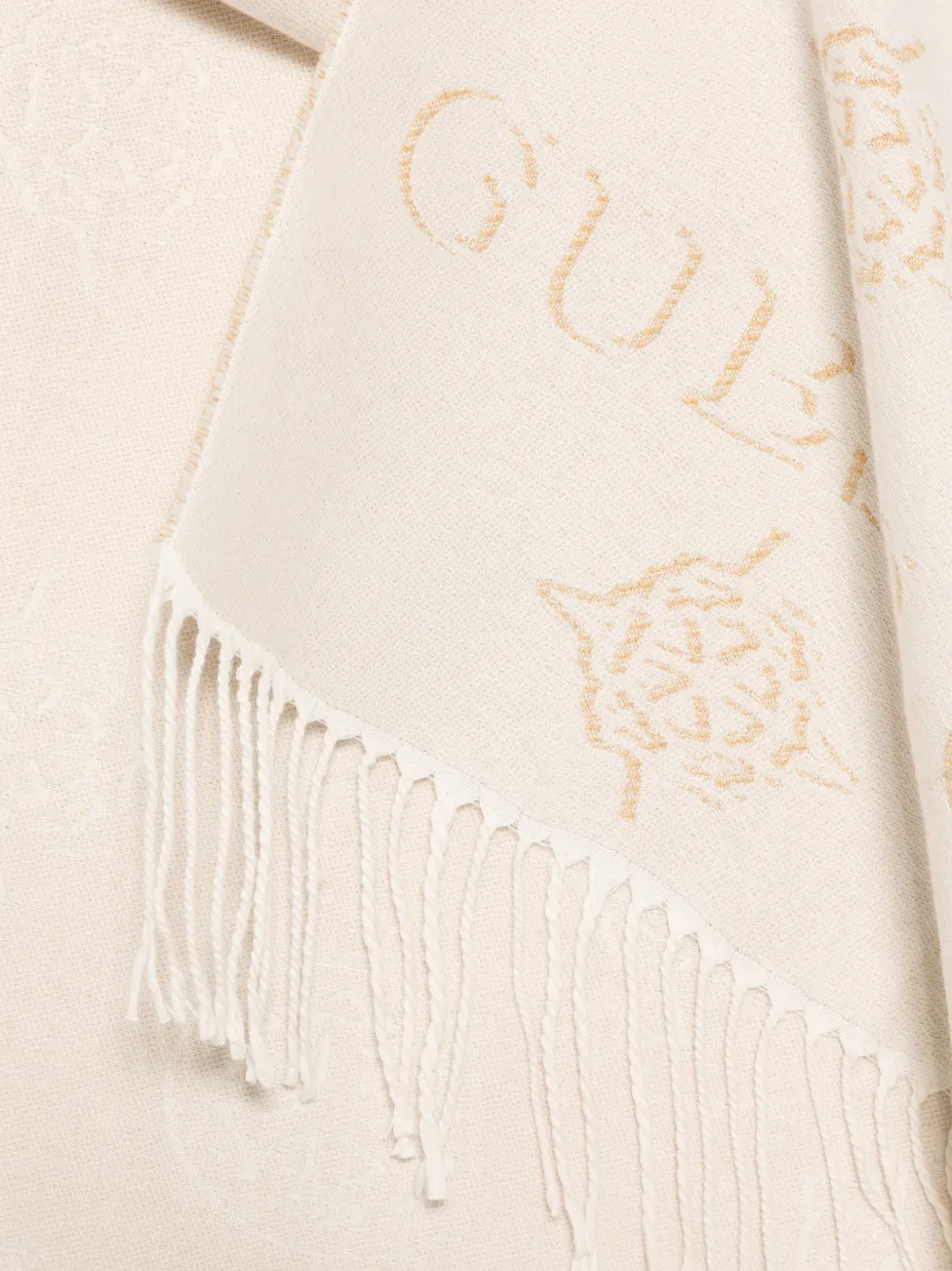 GUESS USA Sjaal met logo-jacquard en franje Beige