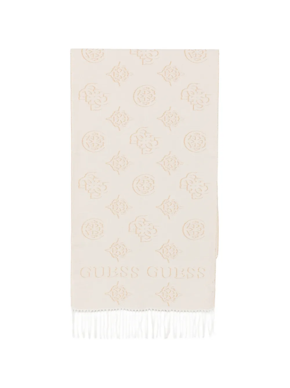 GUESS USA logo-jacquard fringed scarf - Nude