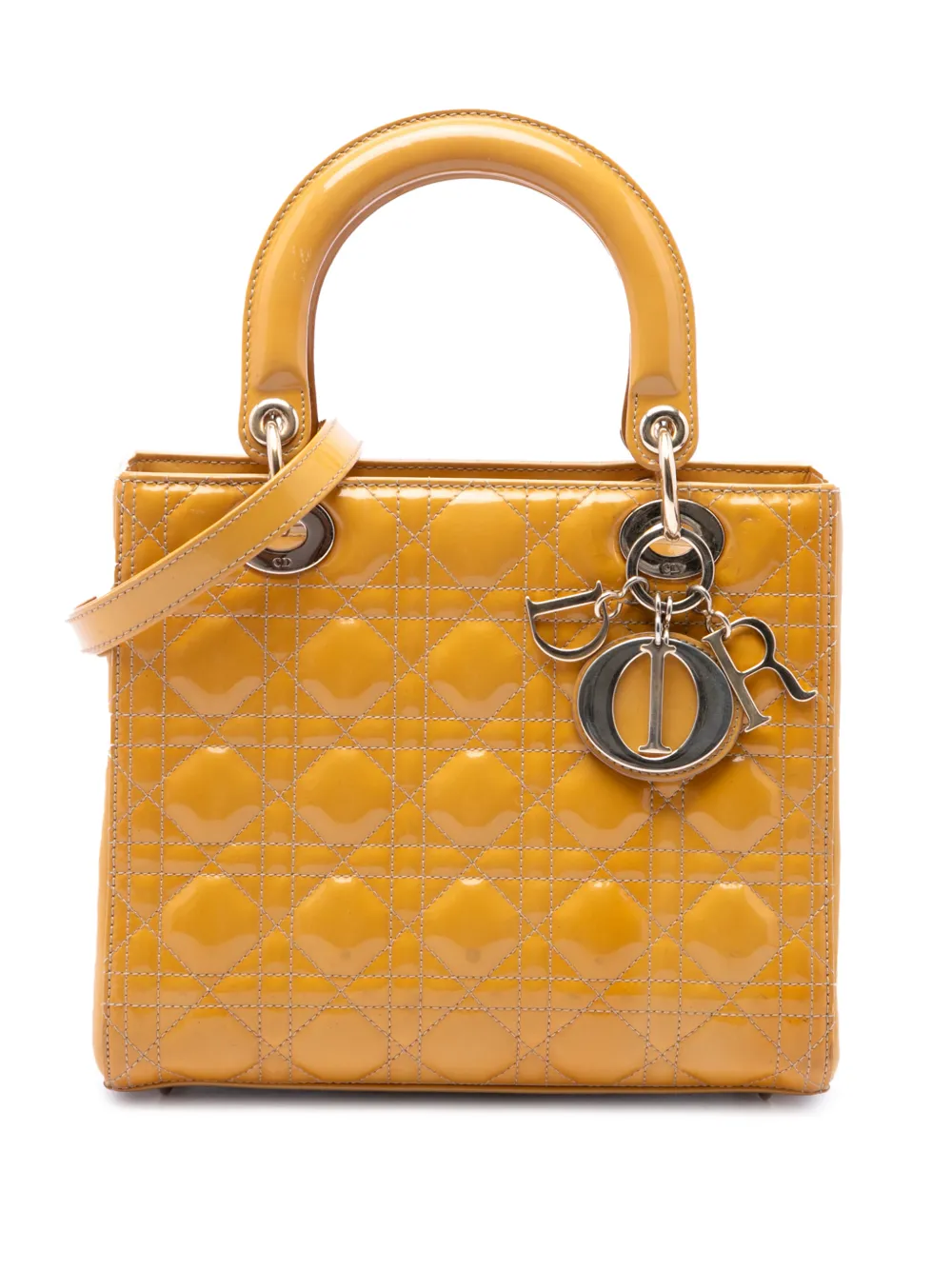 Christian Dior Pre-Owned sac cabas Cannage Lady Dior médium (2012) - Jaune Christian Dior Pre-Owned sac cabas Cannage Lady Dior médium (2012) - Jaune