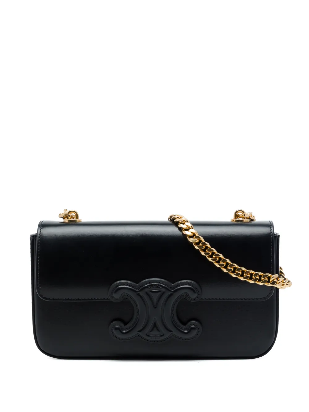 Celine Pre-Owned 2021 Smooth Calfskin Cuir Triomphe Chain shoulder bag - Black