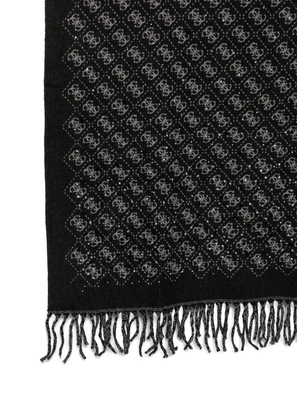 GUESS USA Sjaal verfraaid met stras en monogram-print Zwart
