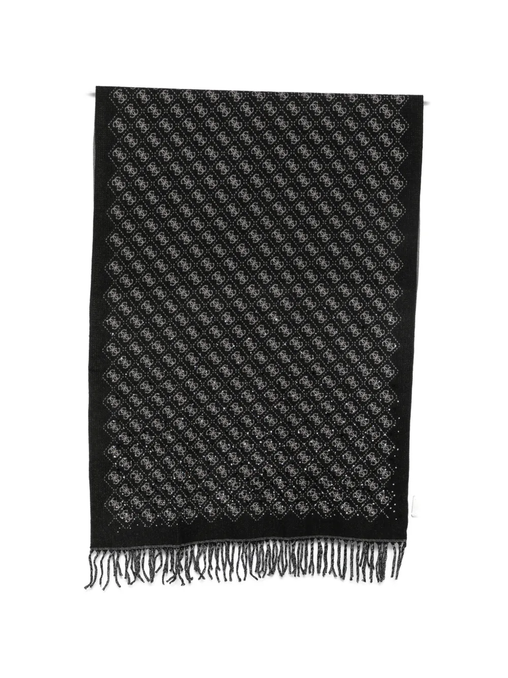 GUESS USA monogram-print rhinestone-embellished scarf - Nero