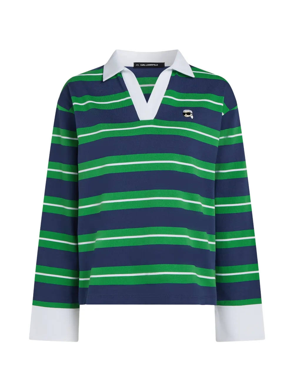 Karl Lagerfeld Ikon rugby-stripe long-sleeve top Blauw
