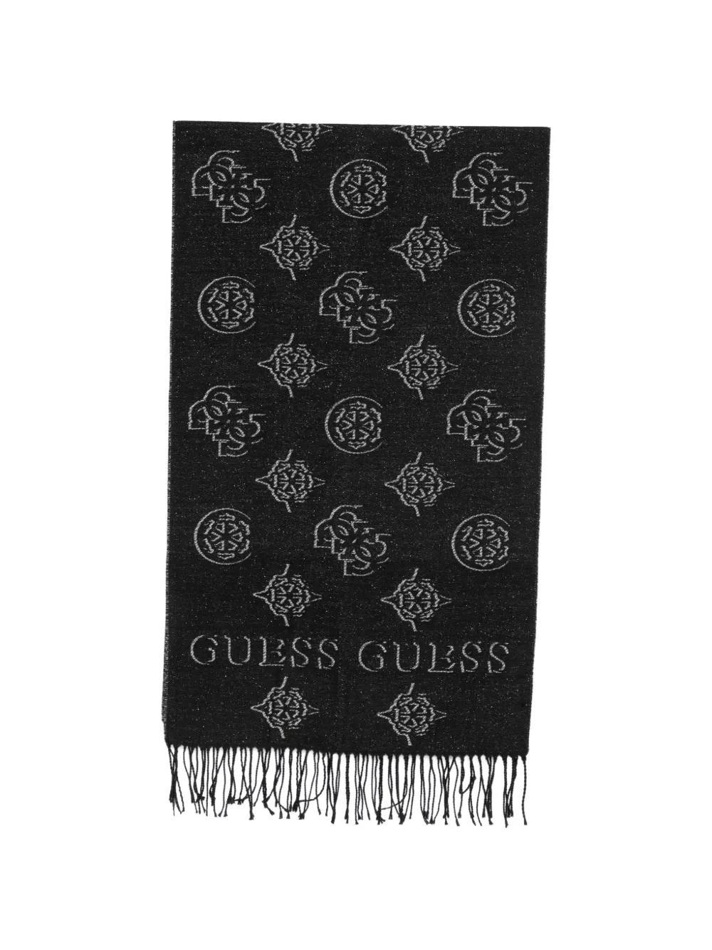 GUESS USA logo-print fringed scarf - Schwarz