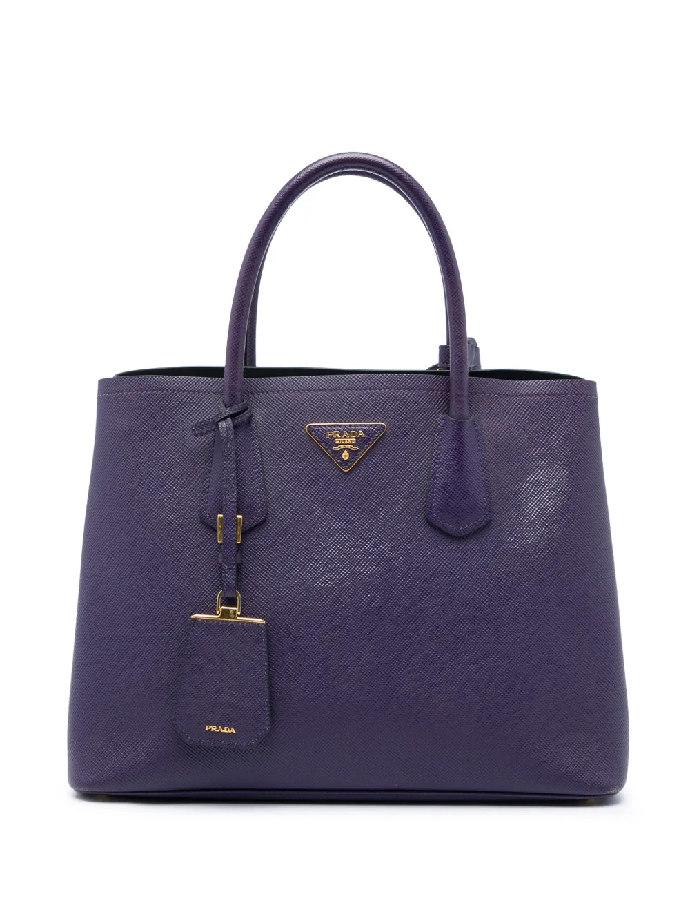 Prada Pre-Owned 2013-2026 Medium Saffiano Cuir Double satchel - Violett