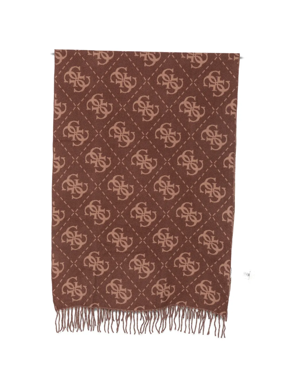 GUESS USA monogram-print fringed scarf - Marrone