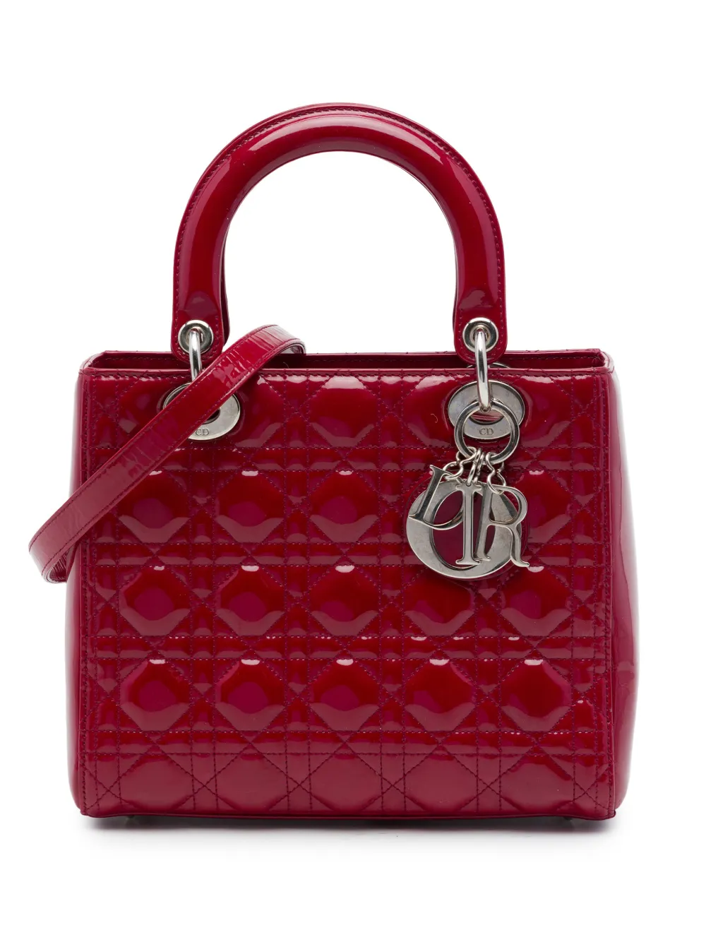 Christian Dior Pre-Owned 2012 Medium Patent Cannage Lady Dior satchel - Rot