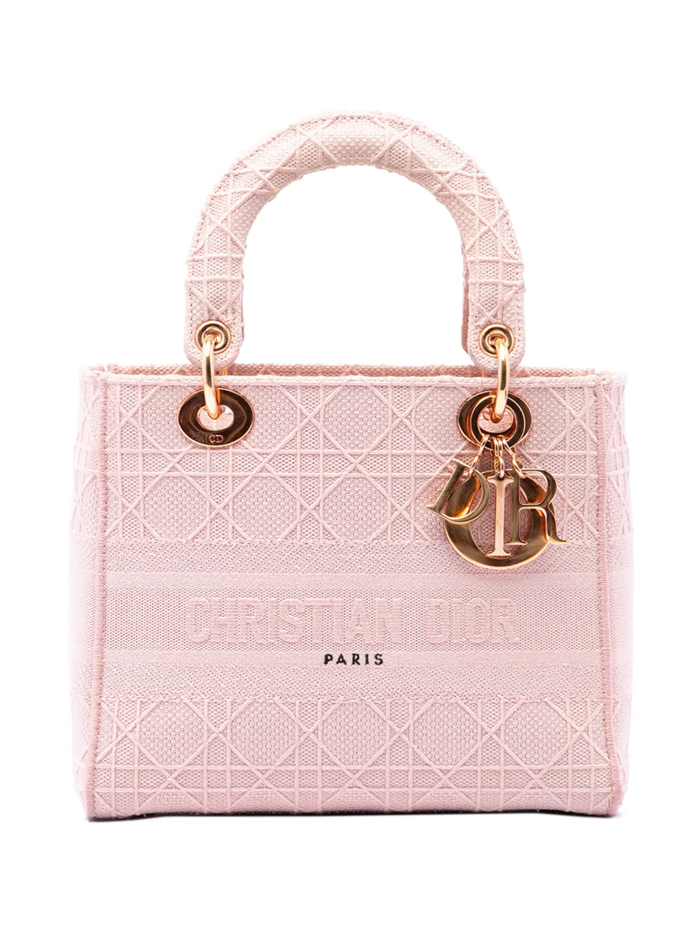 Christian Dior Pre-Owned 2020 Medium Embroidered Canvas Cannage Lady D Lite satchel - Rosa