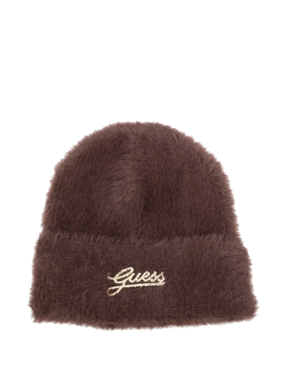 GUESS USA logo-plaque fluffy beanie hat - Marrone
